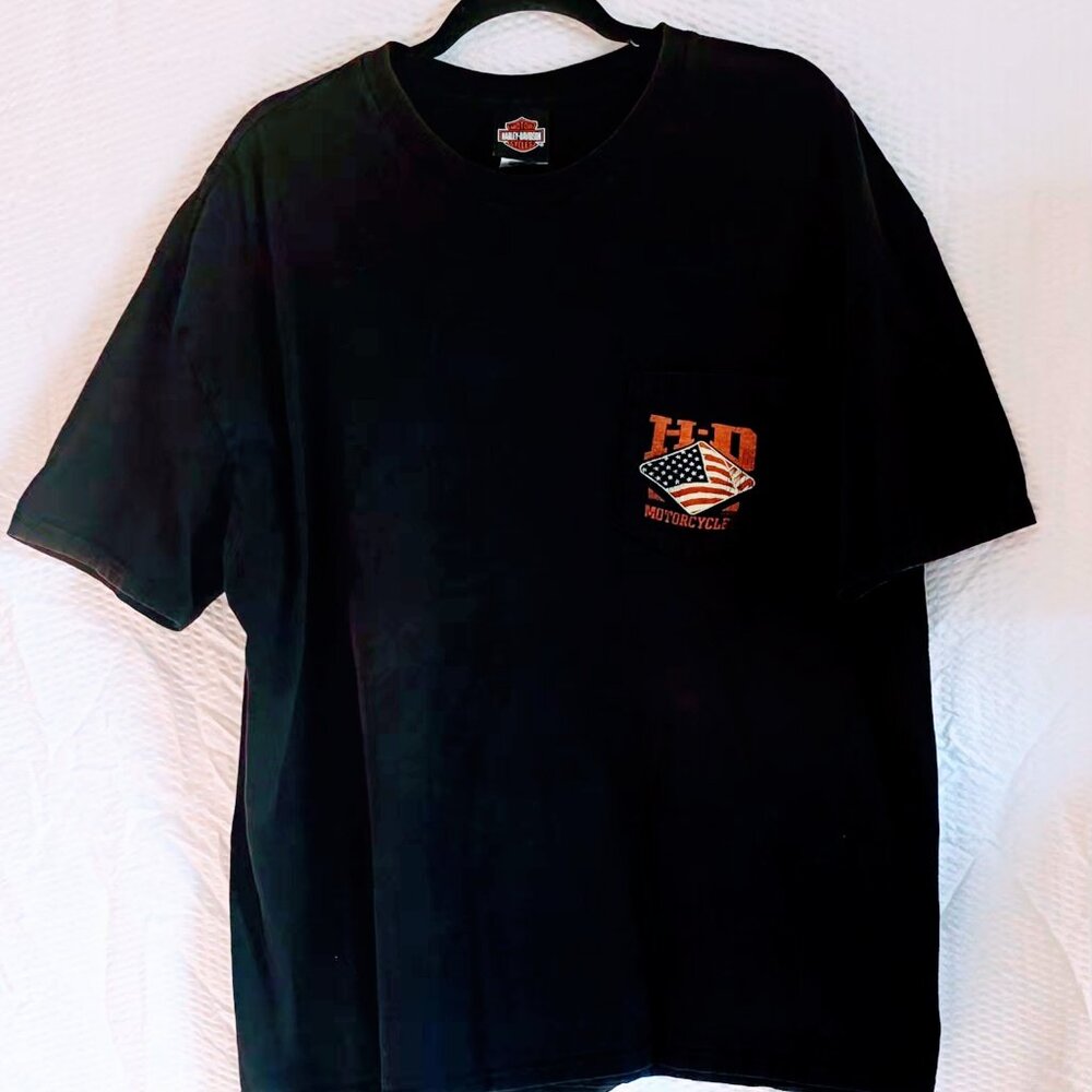 Harley-Davidson Black Short Sleeve Tee Pocket Design Wabash/Brandt